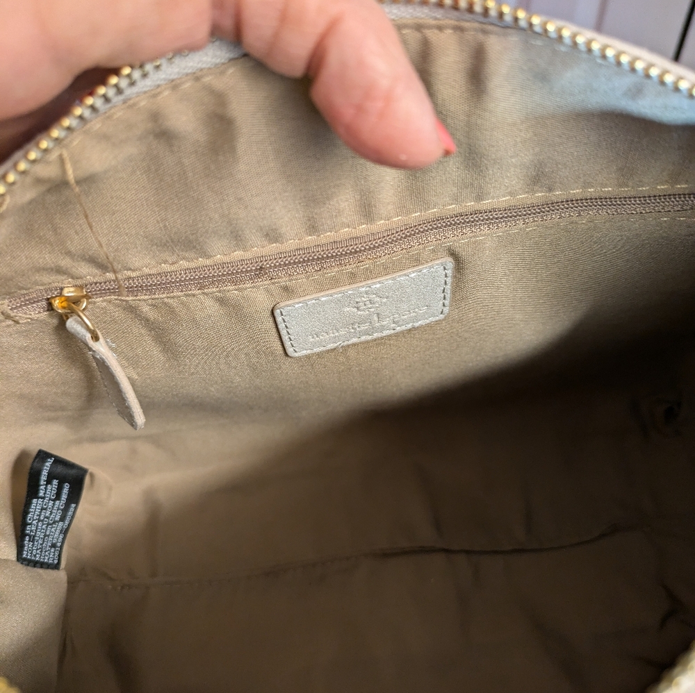 NWOT Nanette Lepore Faux Suede Leather Pearl Satchel Crossbody - Picture 8 of 10